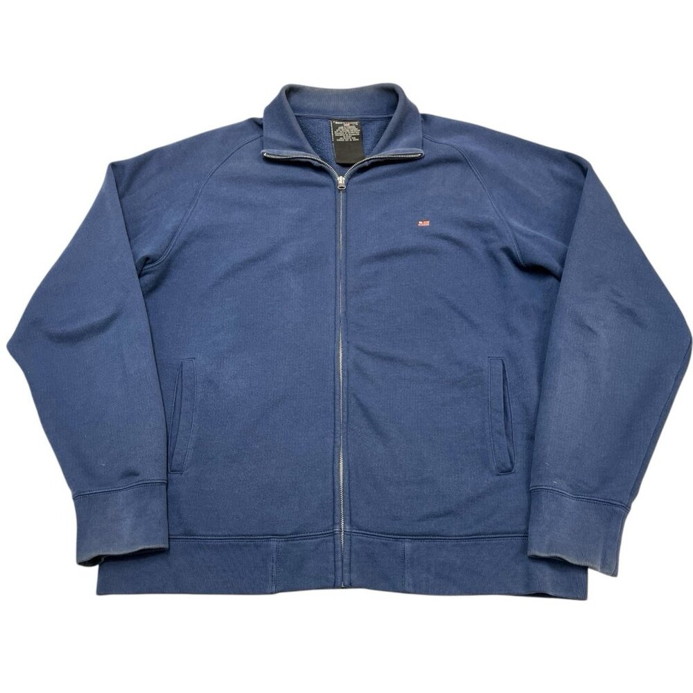 Polo Jeans Company Jacket Mens L Navy Blue Flag Embroidered Full‎ Zip Preppy